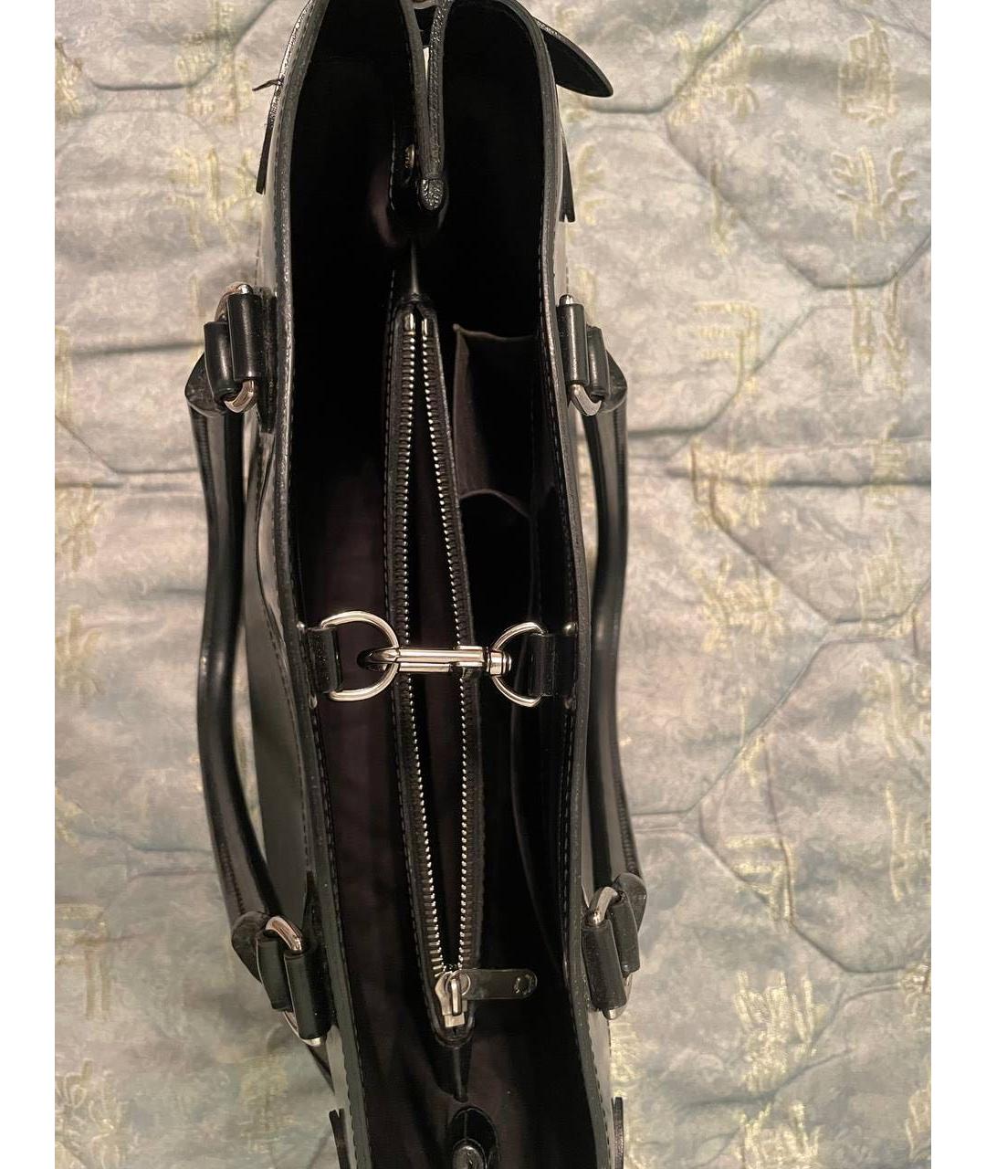 LOUIS VUITTON Черная кожаная сумка тоут, фото 4