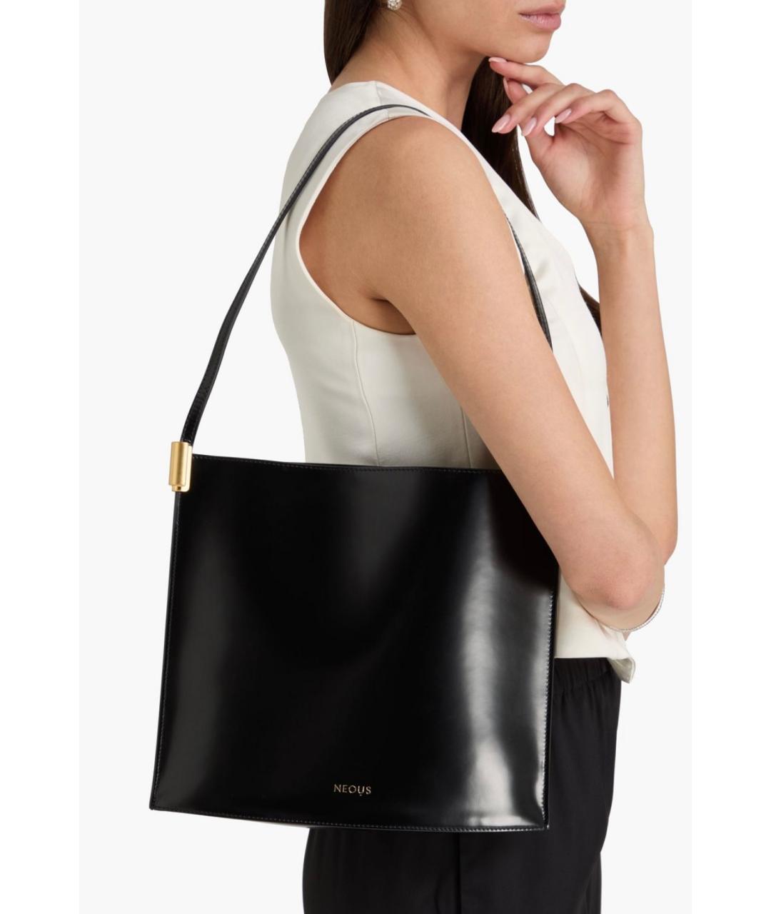 NEOUS Черная кожаная сумка через плечо, фото 2