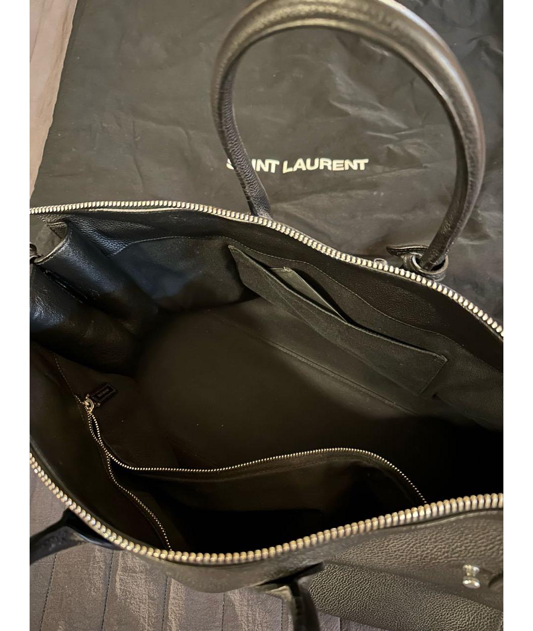 SAINT LAURENT Черная кожаная сумка с короткими ручками, фото 4