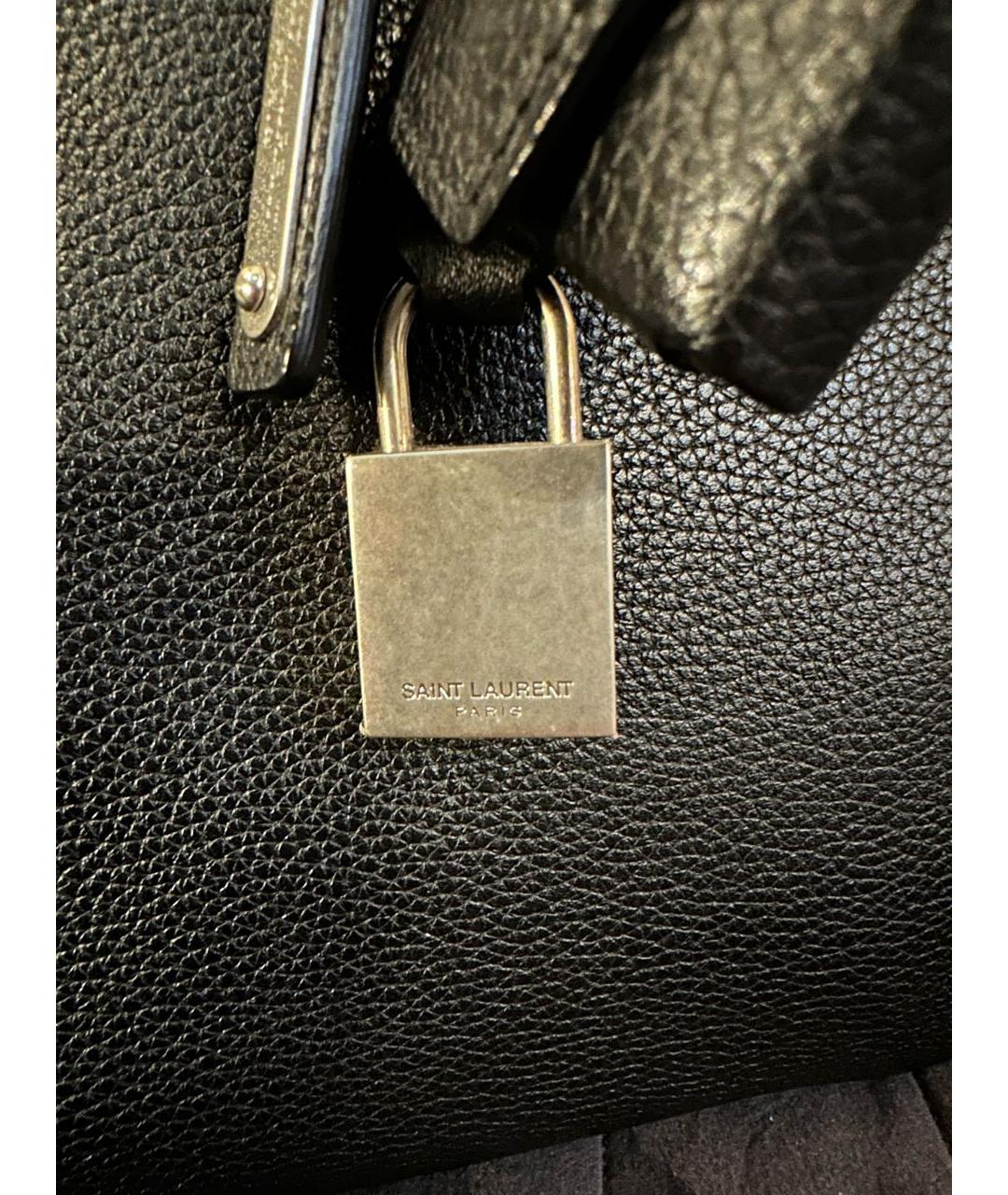 SAINT LAURENT Черная кожаная сумка с короткими ручками, фото 6