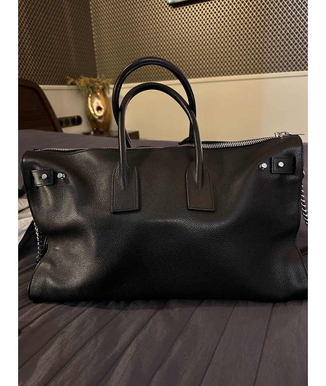 SAINT LAURENT Черная кожаная сумка с короткими ручками, фото 3