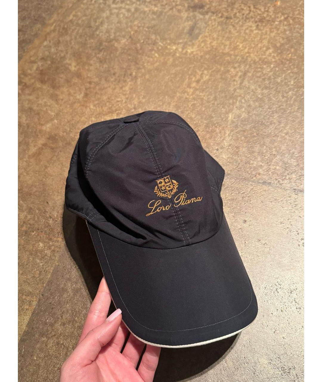 LORO PIANA Темно-синяя синтетическая кепка/бейсболка, фото 2