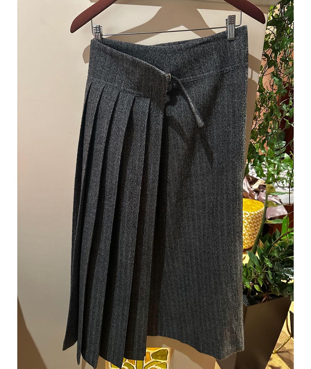 YOHJI YAMAMOTO Серая шерстяная юбка макси, фото 8