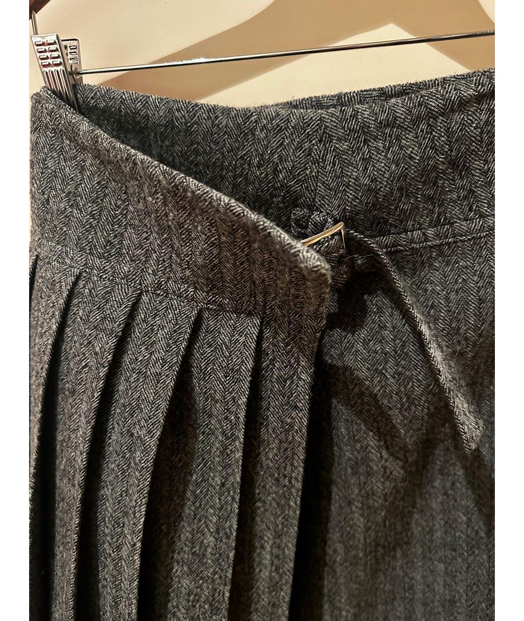 YOHJI YAMAMOTO Серая шерстяная юбка макси, фото 3