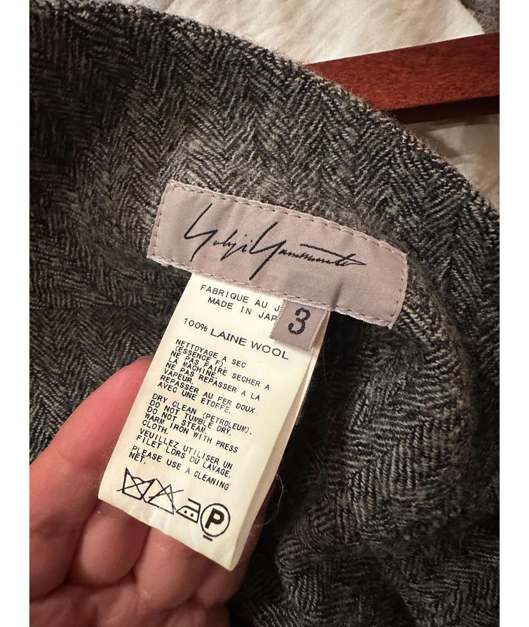 YOHJI YAMAMOTO Серая шерстяная юбка макси, фото 5