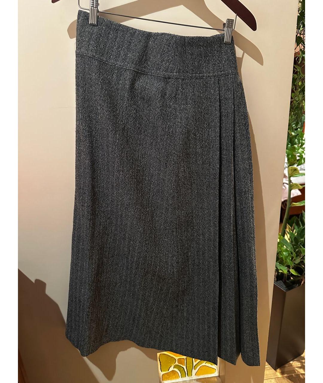 YOHJI YAMAMOTO Серая шерстяная юбка макси, фото 2