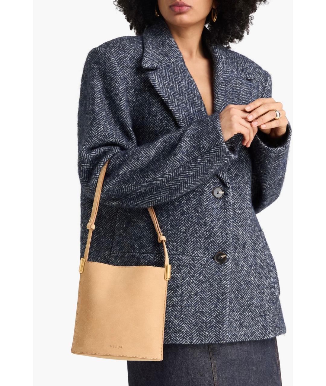 NEOUS Бежевая замшевая сумка через плечо, фото 2