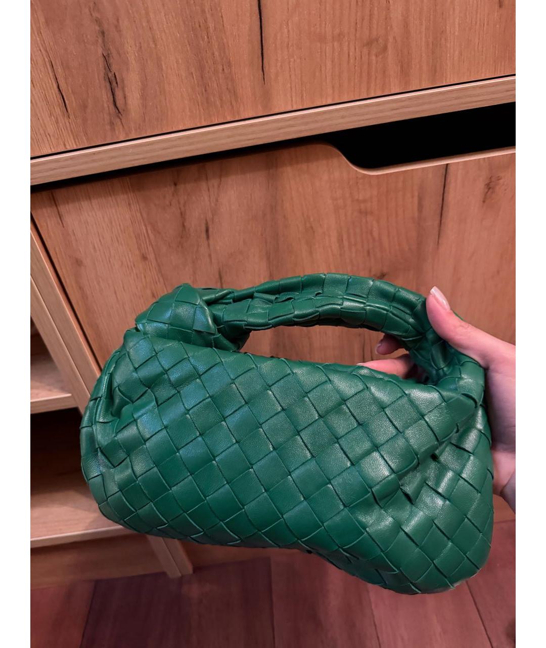 BOTTEGA VENETA Зеленая кожаная сумка с короткими ручками, фото 4