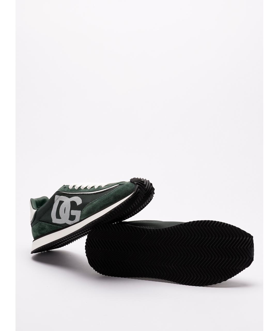 DOLCE&GABBANA Зеленые текстильные низкие кроссовки / кеды, фото 3