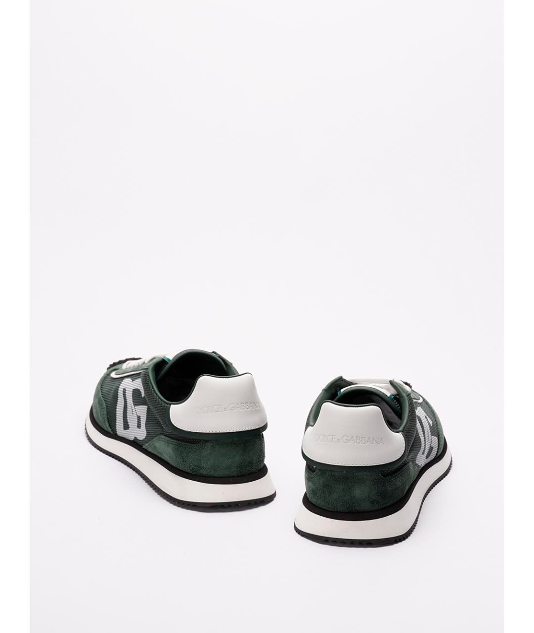 DOLCE&GABBANA Зеленые текстильные низкие кроссовки / кеды, фото 2