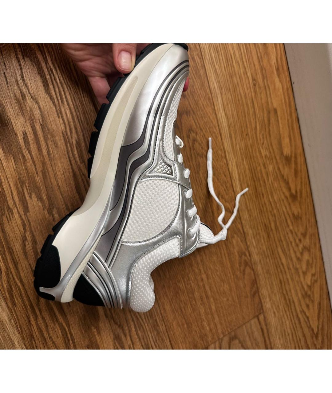 CHANEL Серебряные текстильные кроссовки, фото 6