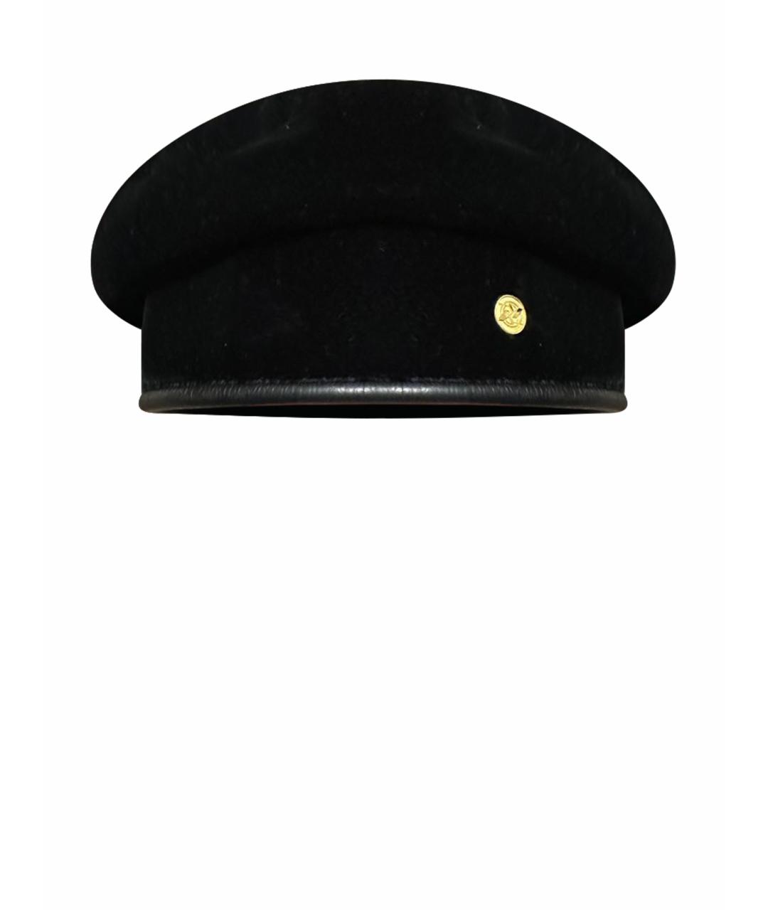 HERMES Черная бархатная шапка, фото 1