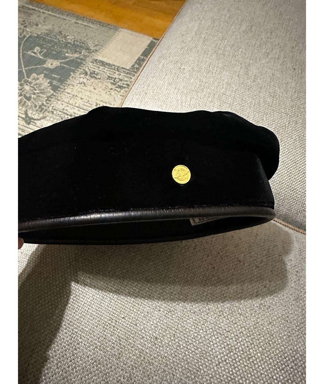 HERMES Черная бархатная шапка, фото 2