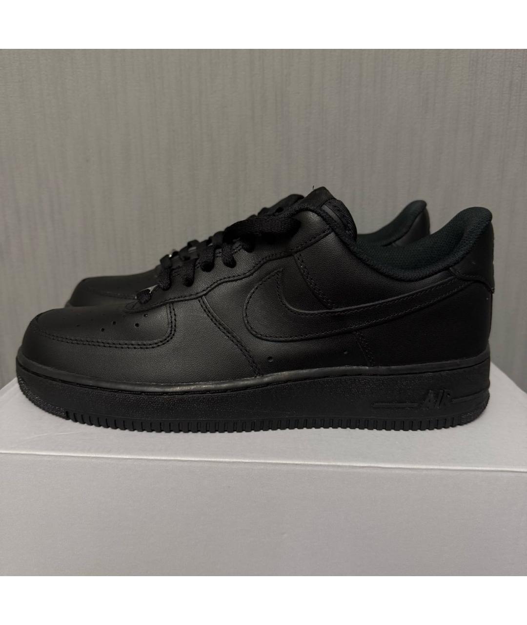 NIKE Черные кожаные низкие кроссовки / кеды, фото 6