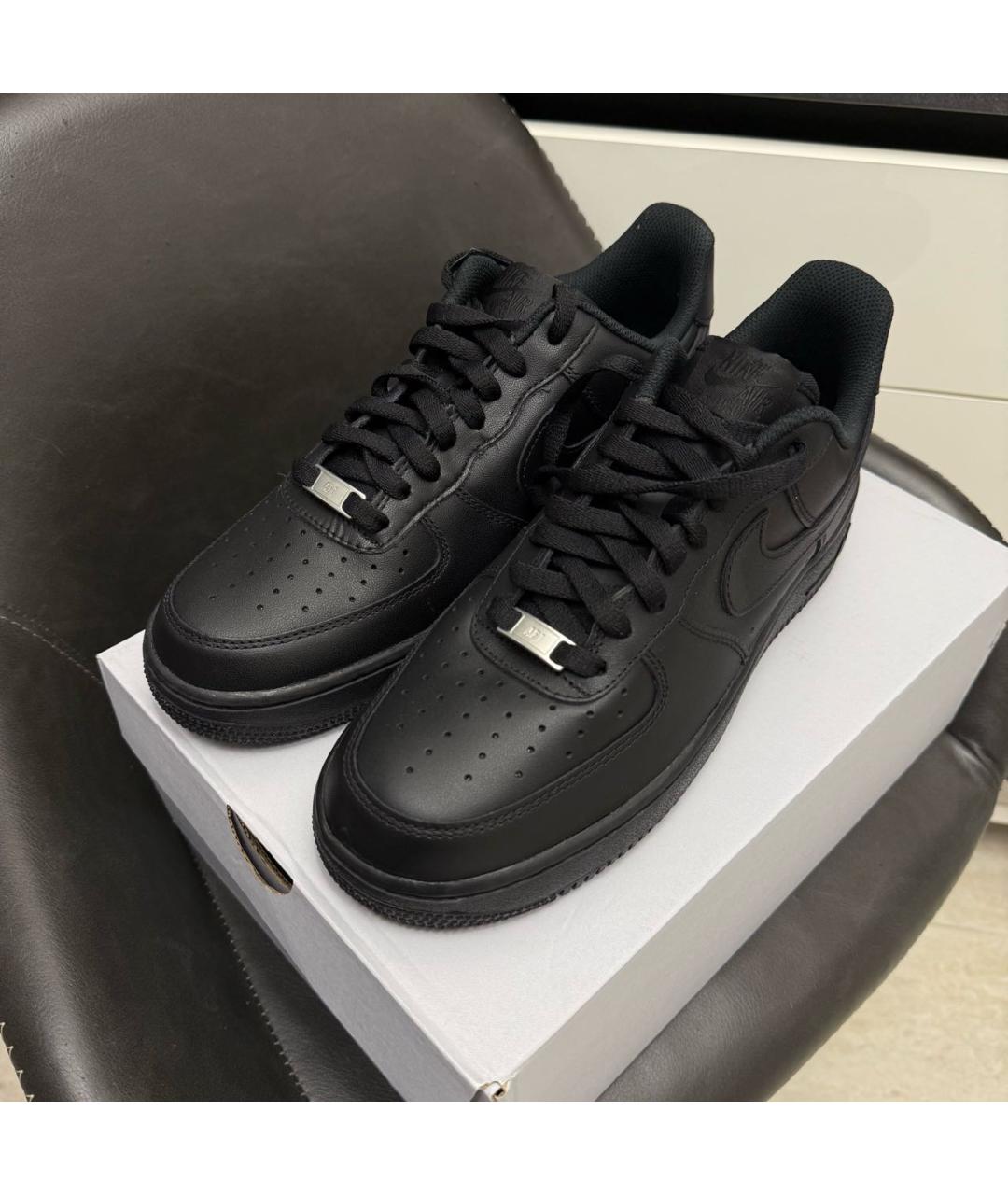 NIKE Черные кожаные низкие кроссовки / кеды, фото 2