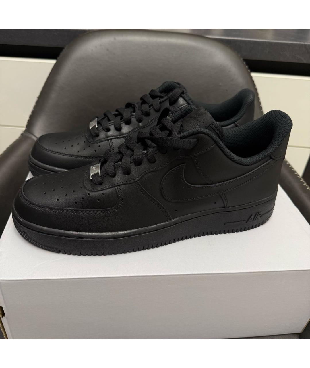 NIKE Черные кожаные низкие кроссовки / кеды, фото 3