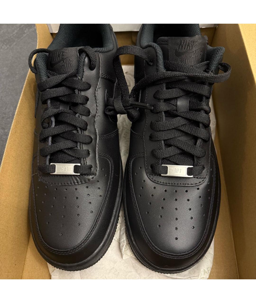 NIKE Черные кожаные низкие кроссовки / кеды, фото 4