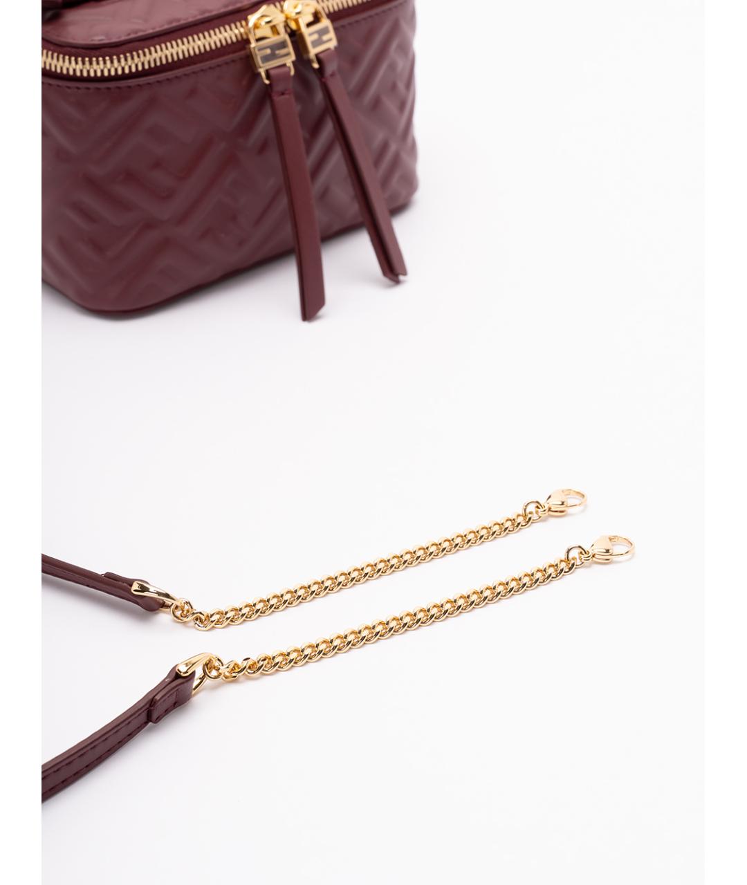 FENDI Бордовая кожаная сумка через плечо, фото 4