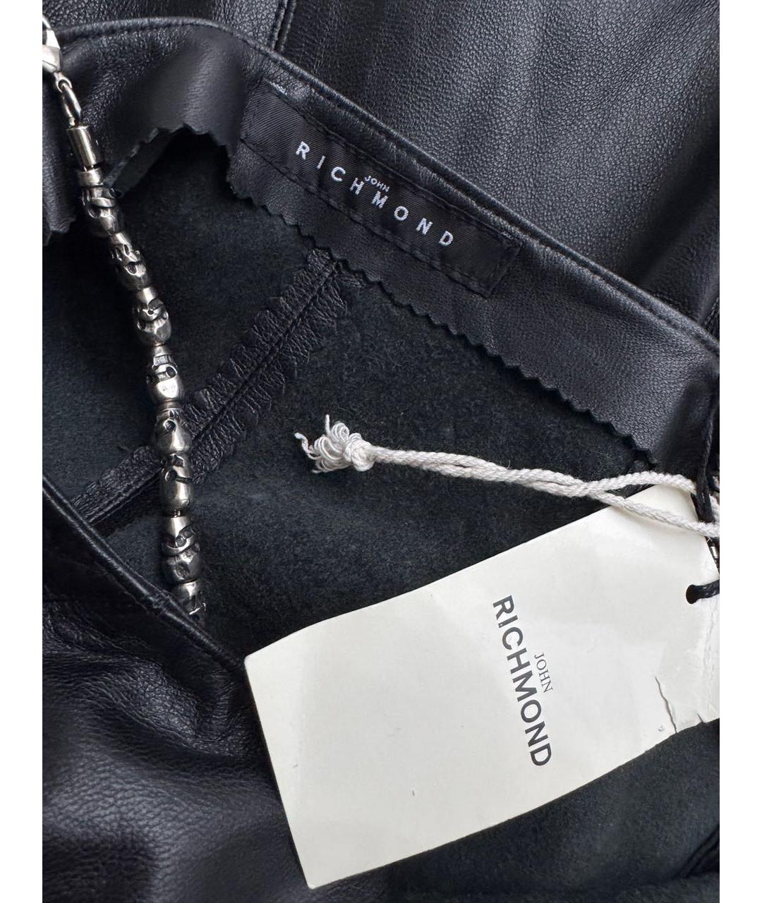 JOHN RICHMOND Черное кожаное коктейльное платье, фото 5
