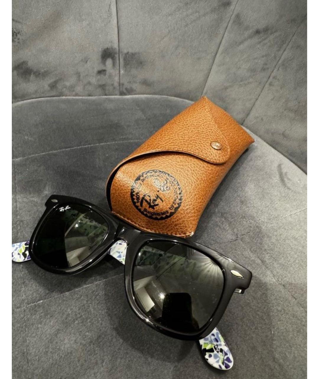 RAY BAN Черные пластиковые солнцезащитные очки, фото 4