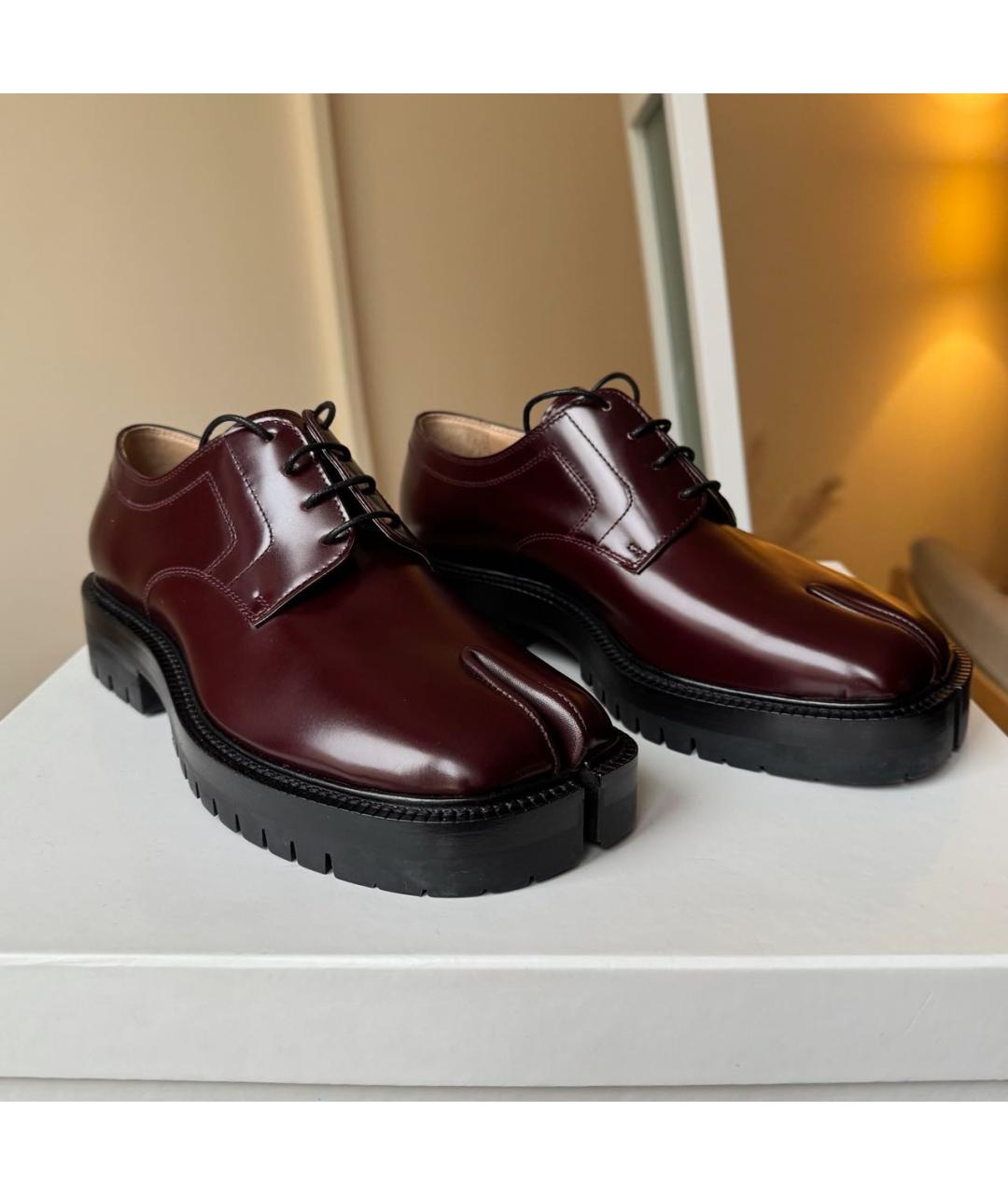 MAISON MARGIELA Бордовые кожаные брогги и оксфорды, фото 2