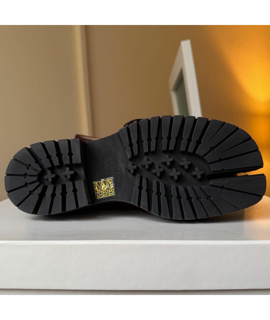 MAISON MARGIELA Бордовые кожаные брогги и оксфорды, фото 5