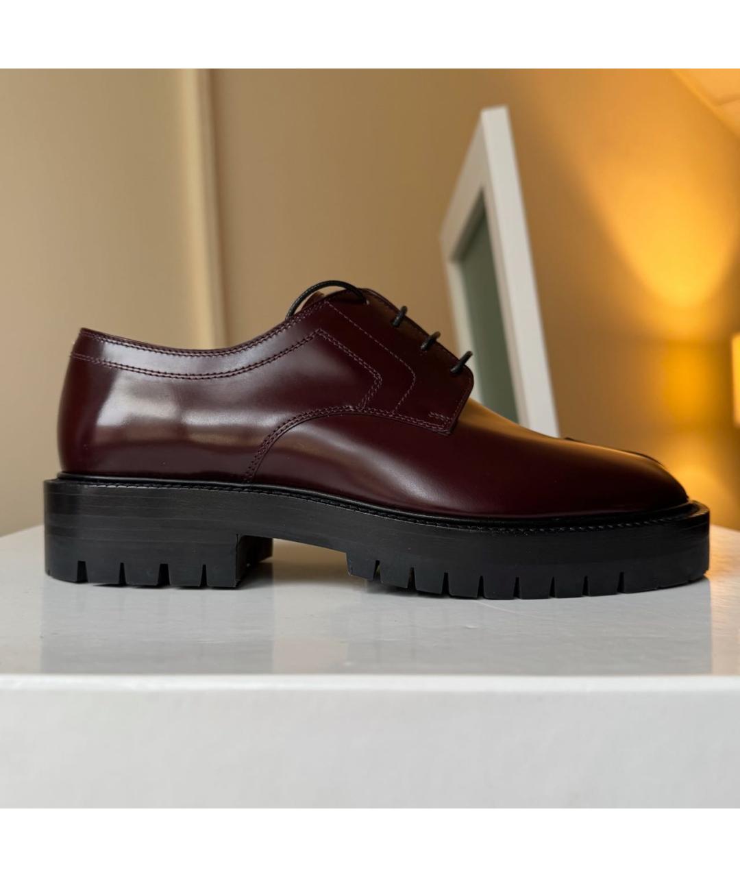 MAISON MARGIELA Бордовые кожаные брогги и оксфорды, фото 8
