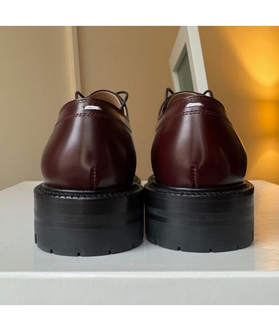 MAISON MARGIELA Бордовые кожаные брогги и оксфорды, фото 4