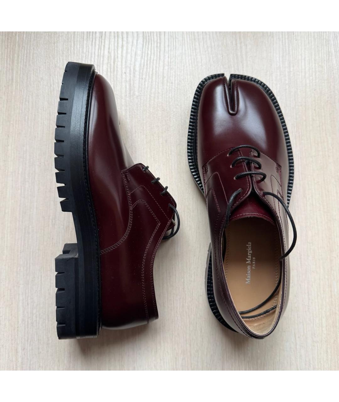 MAISON MARGIELA Бордовые кожаные брогги и оксфорды, фото 6