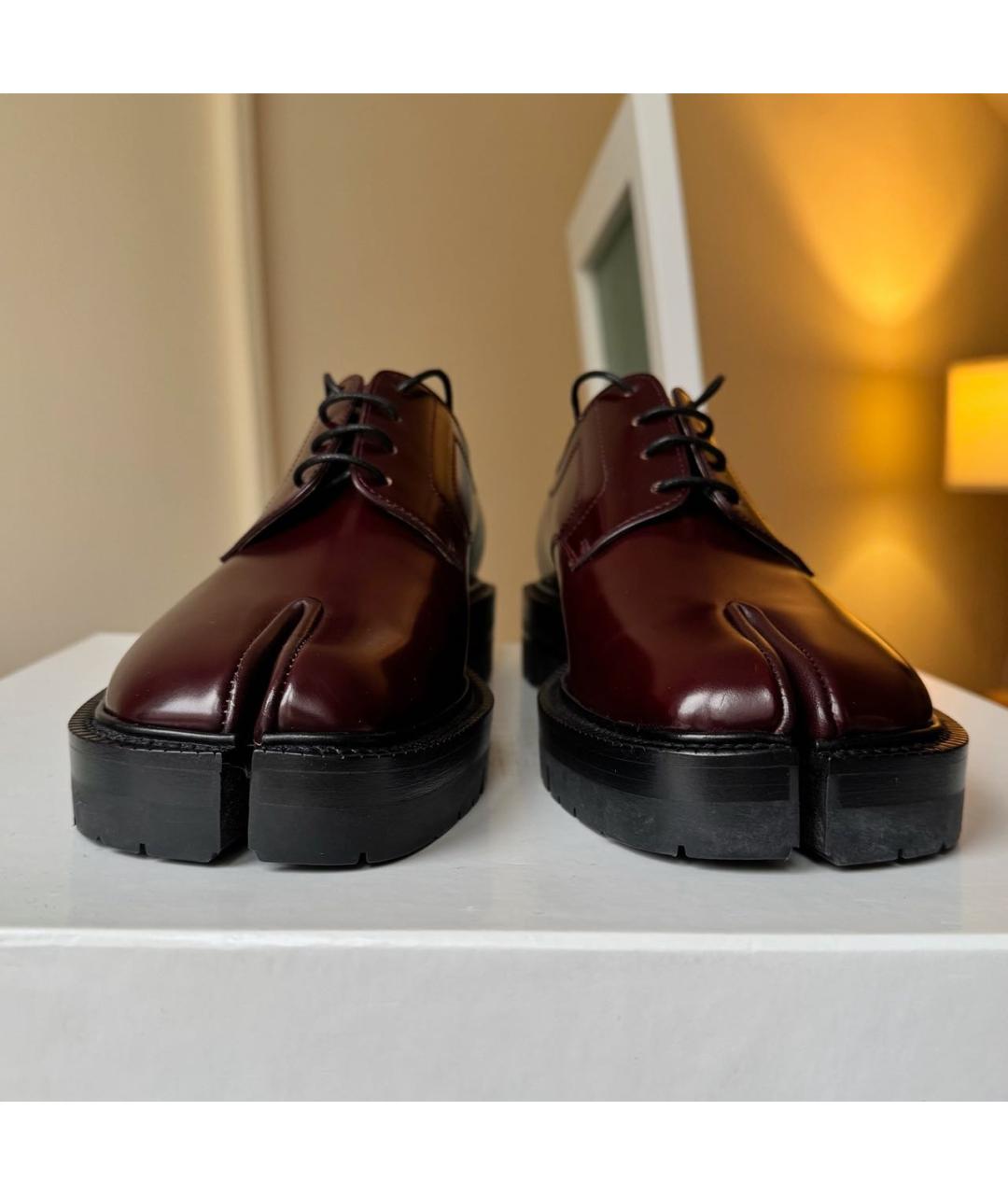 MAISON MARGIELA Бордовые кожаные брогги и оксфорды, фото 3