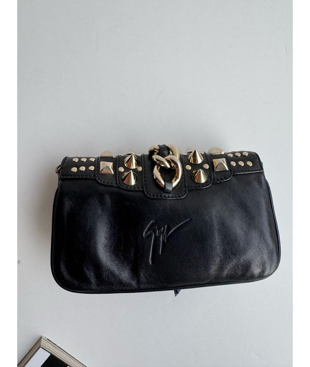 GIUSEPPE ZANOTTI DESIGN Черная кожаная сумка через плечо, фото 2