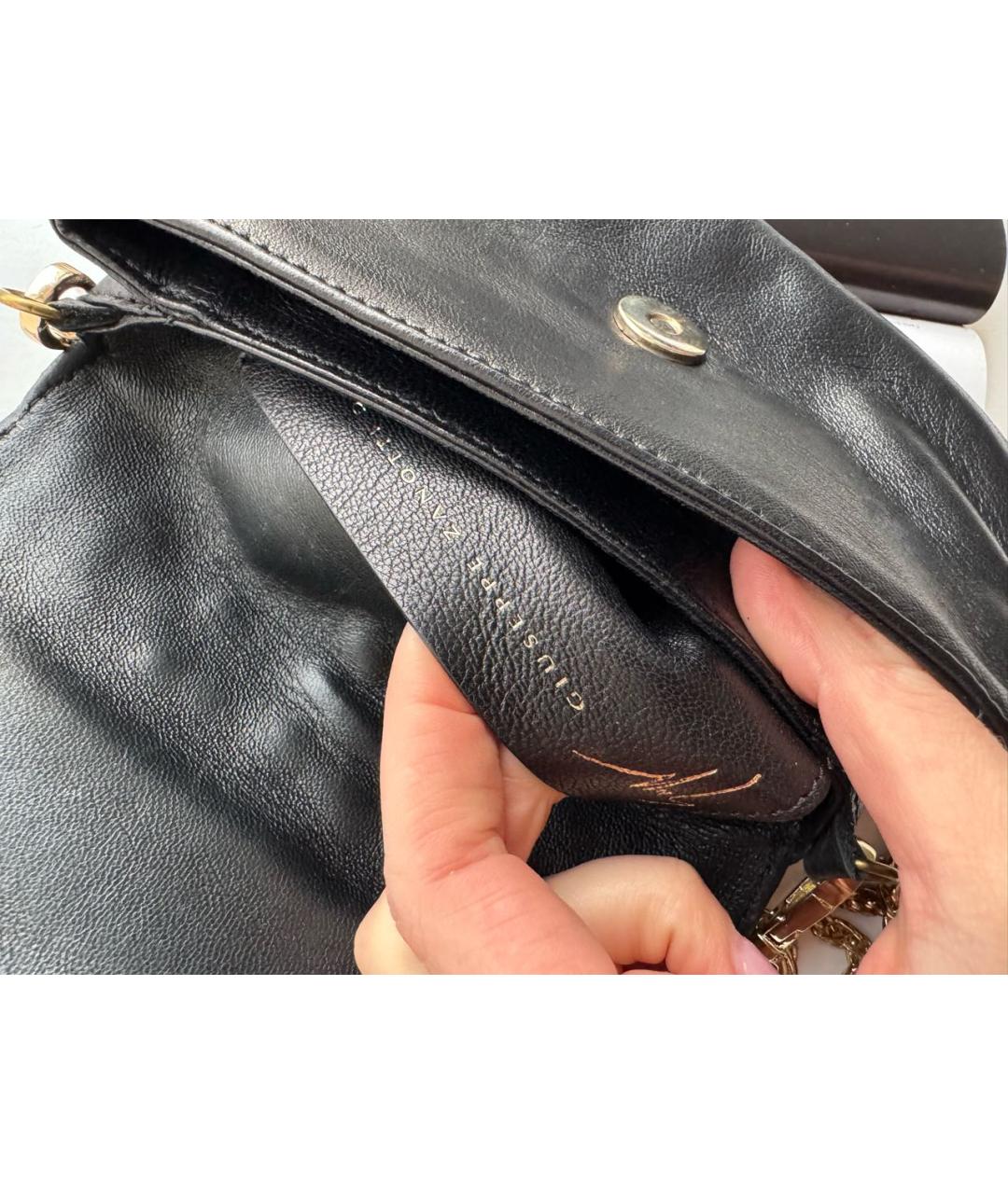 GIUSEPPE ZANOTTI DESIGN Черная кожаная сумка через плечо, фото 7