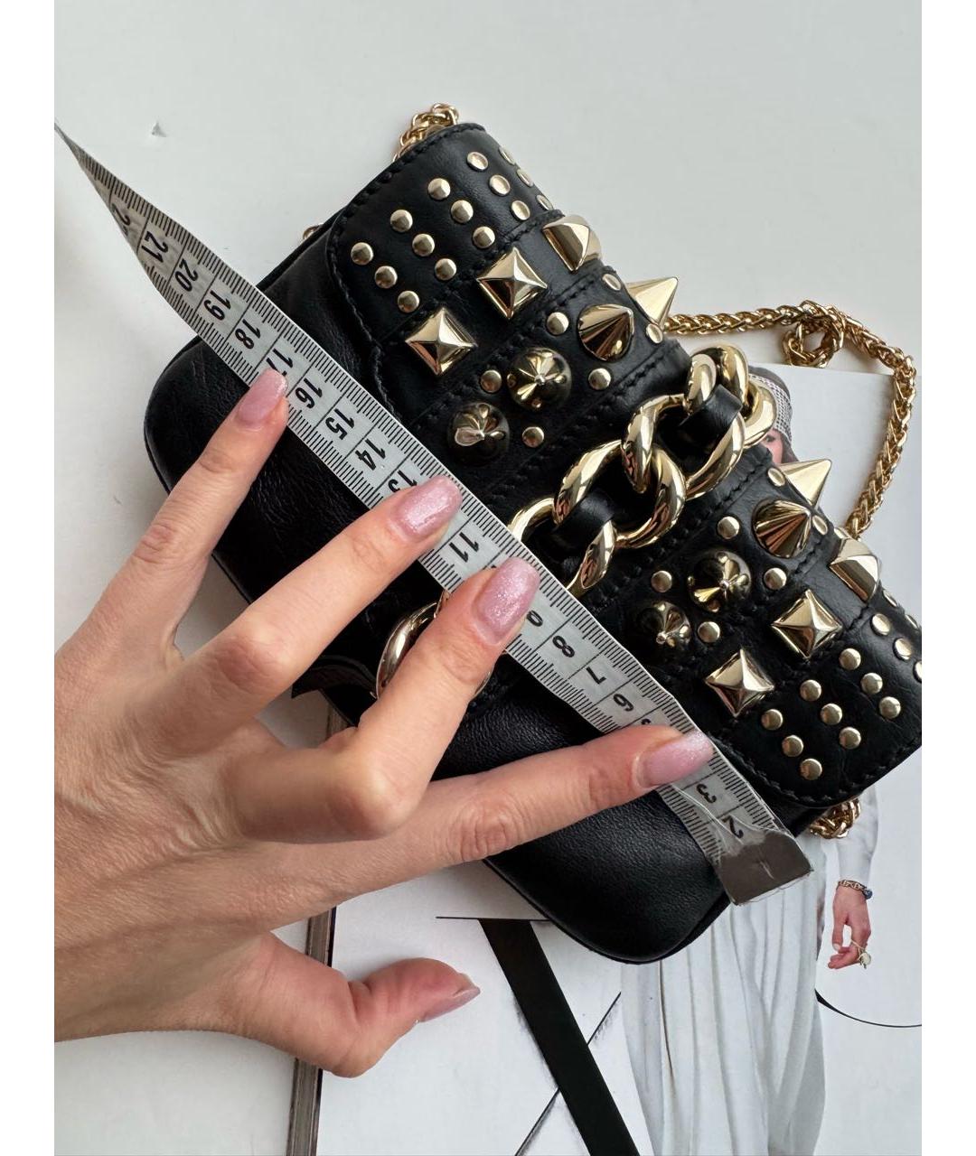 GIUSEPPE ZANOTTI DESIGN Черная кожаная сумка через плечо, фото 3