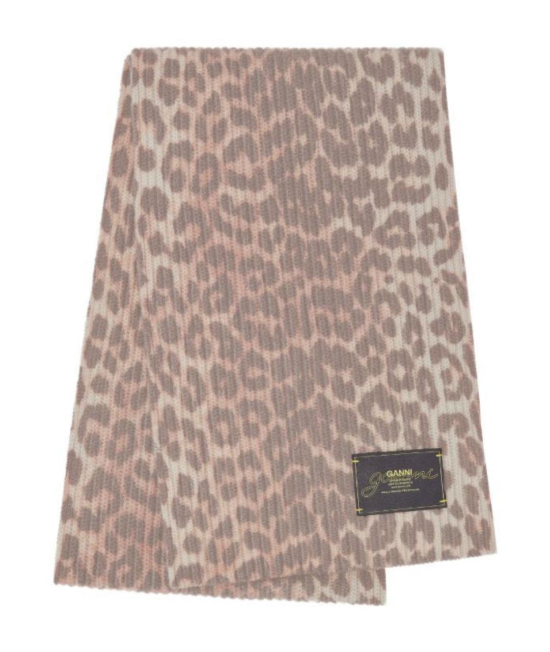 GANNI Бежевый шерстяной шарф, фото 1