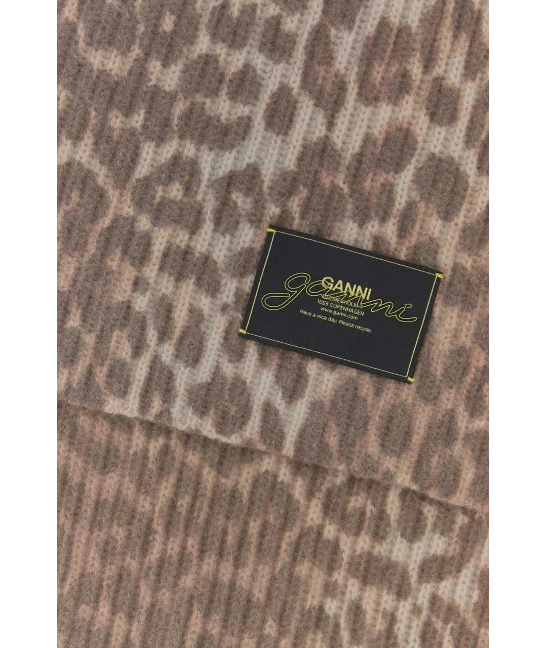 GANNI Бежевый шерстяной шарф, фото 2