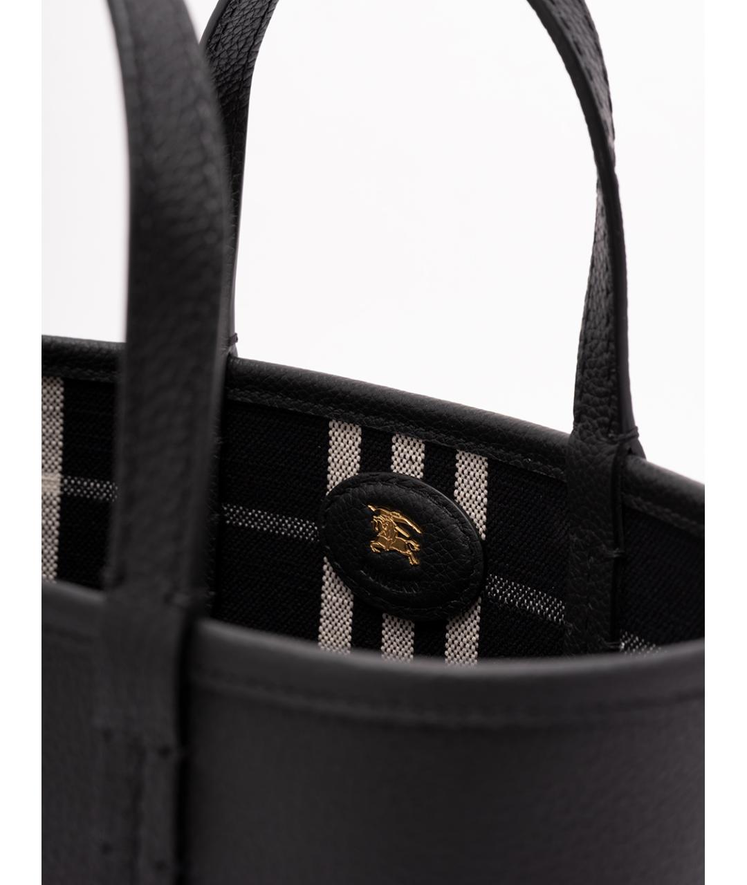 BURBERRY Черная кожаная сумка тоут, фото 5