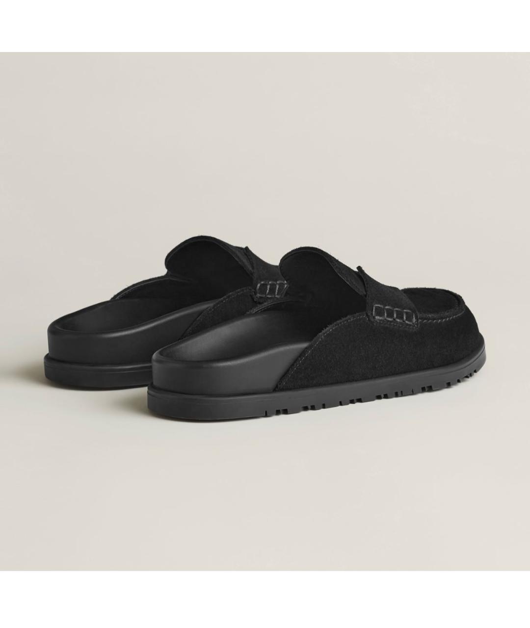 HERMES Черные замшевые сабо, фото 3