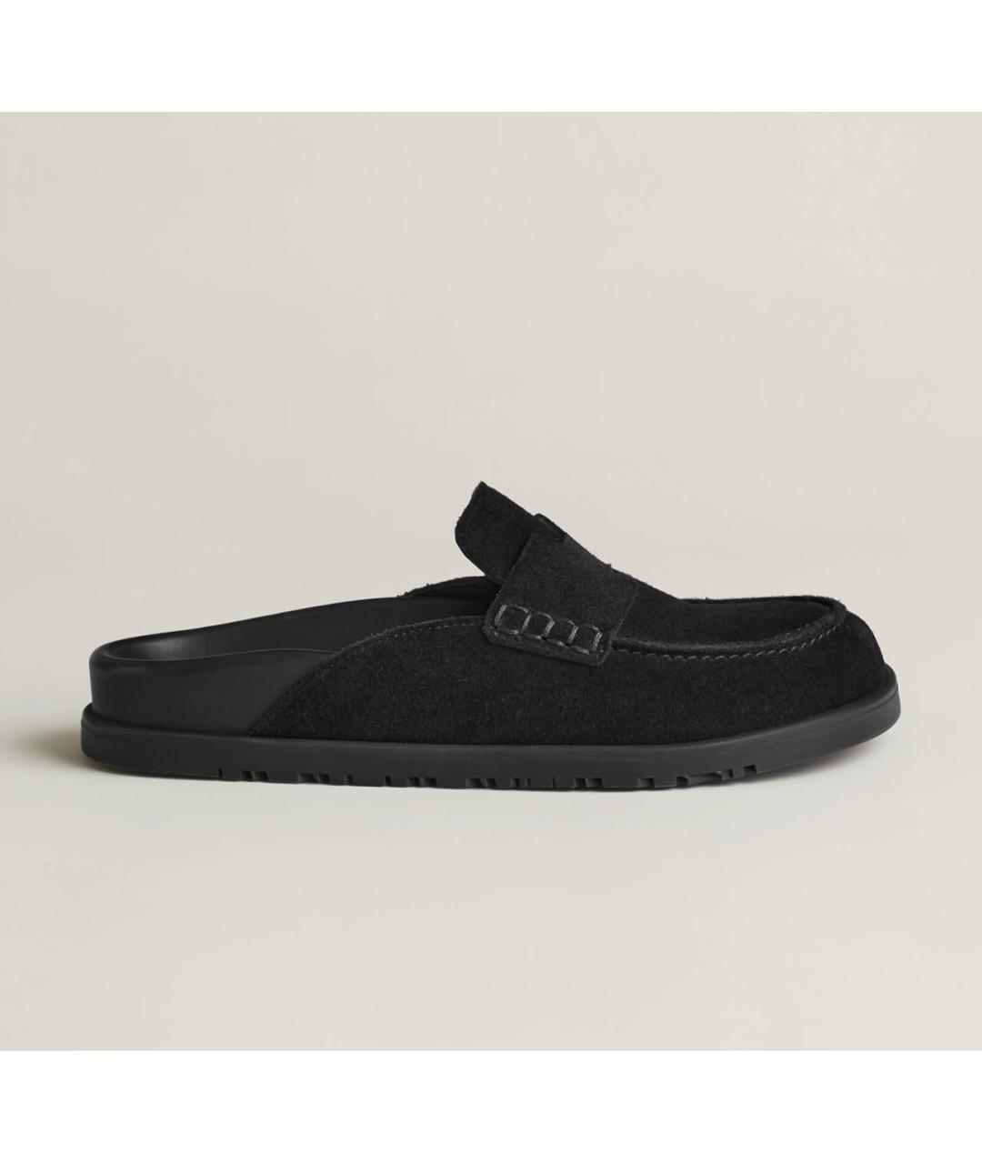 HERMES Черные замшевые сабо, фото 6