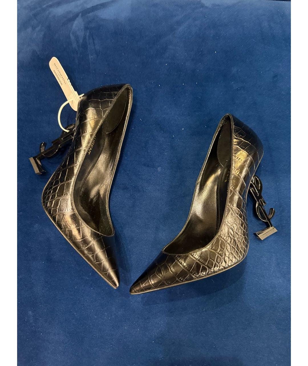 SAINT LAURENT Черные кожаные туфли, фото 3