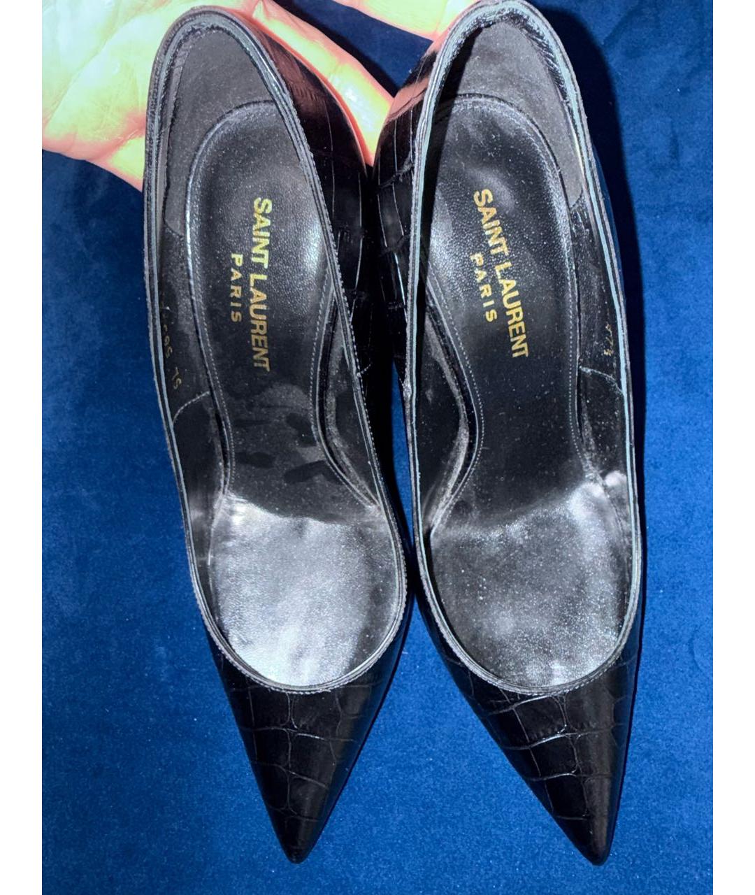 SAINT LAURENT Черные кожаные туфли, фото 2