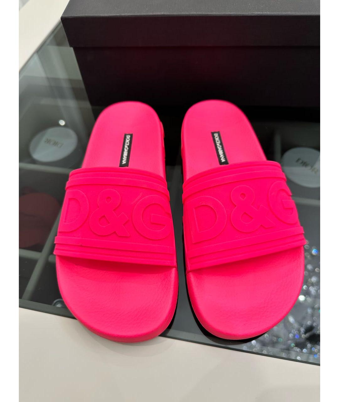 DOLCE&GABBANA Фуксия резиновые шлепанцы, фото 4
