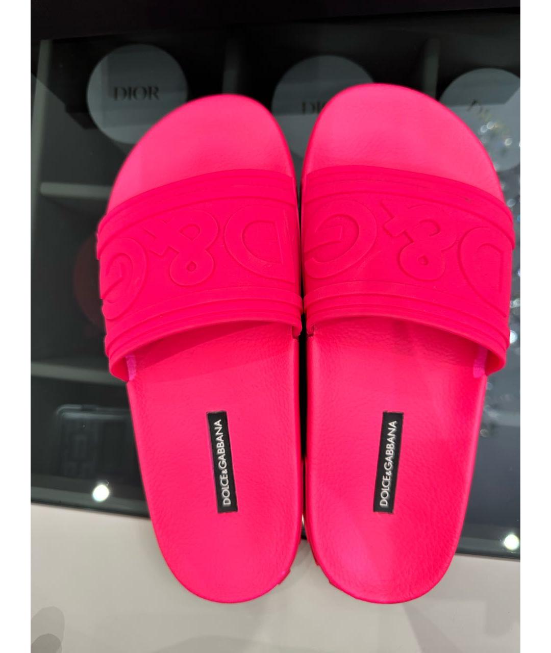 DOLCE&GABBANA Фуксия резиновые шлепанцы, фото 2