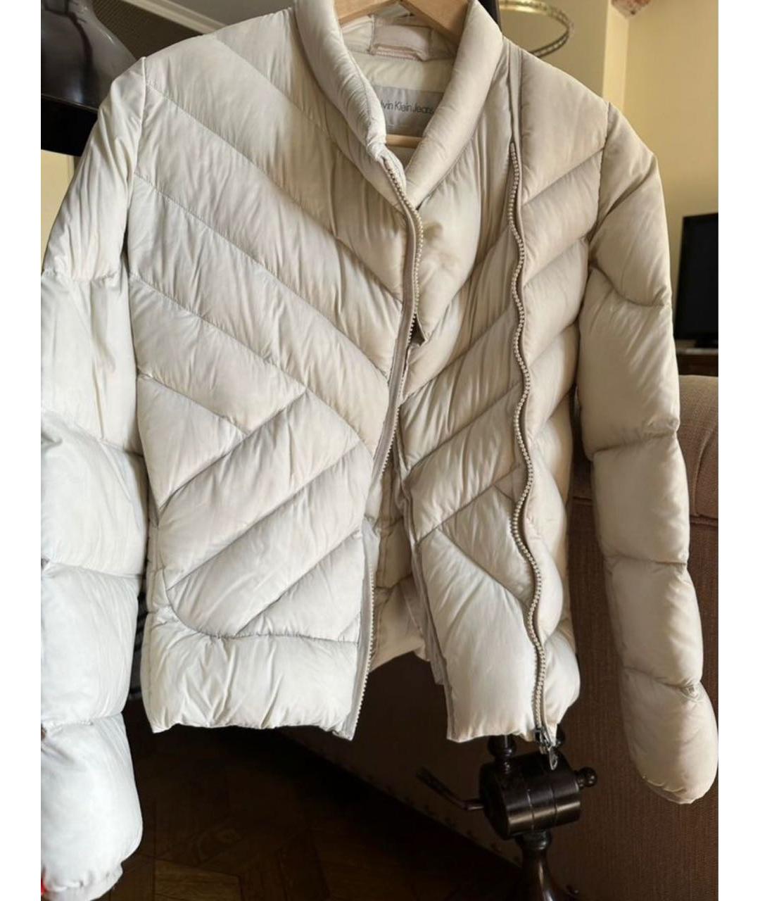 CALVIN KLEIN Бежевая полиэстеровая куртка, фото 5