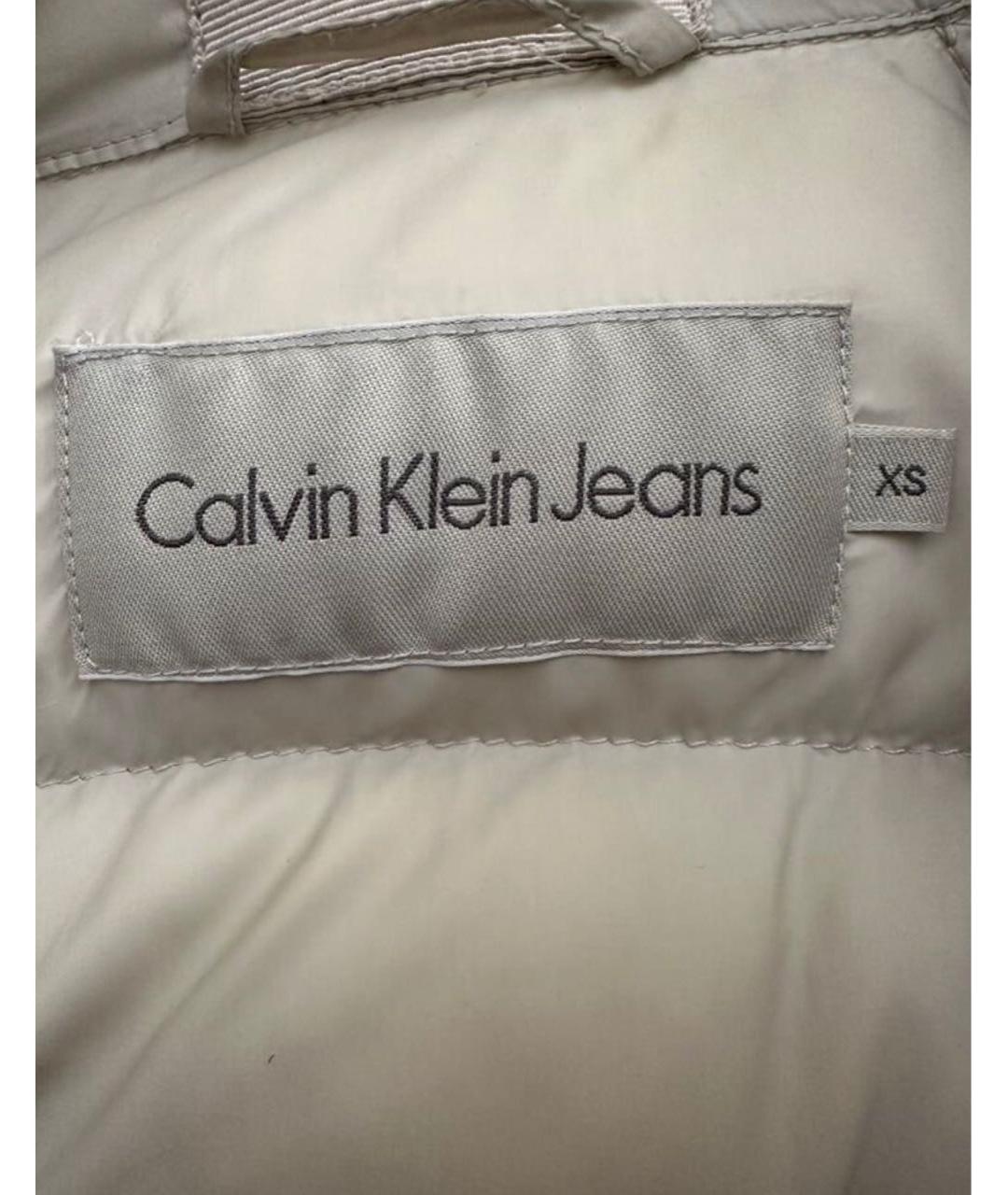 CALVIN KLEIN Бежевая полиэстеровая куртка, фото 3