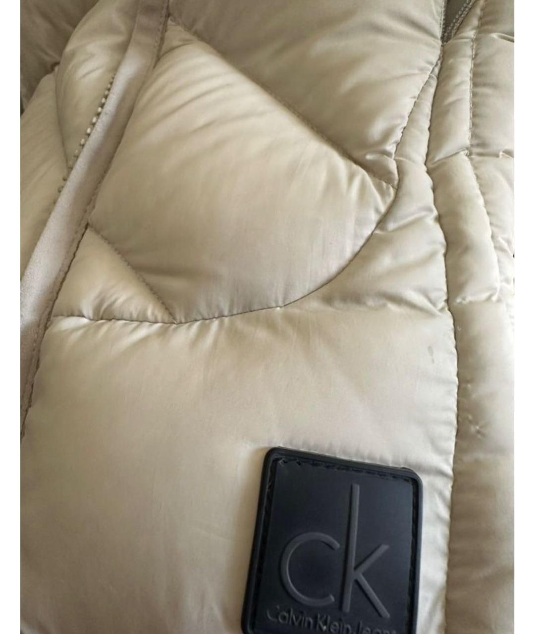CALVIN KLEIN Бежевая полиэстеровая куртка, фото 4