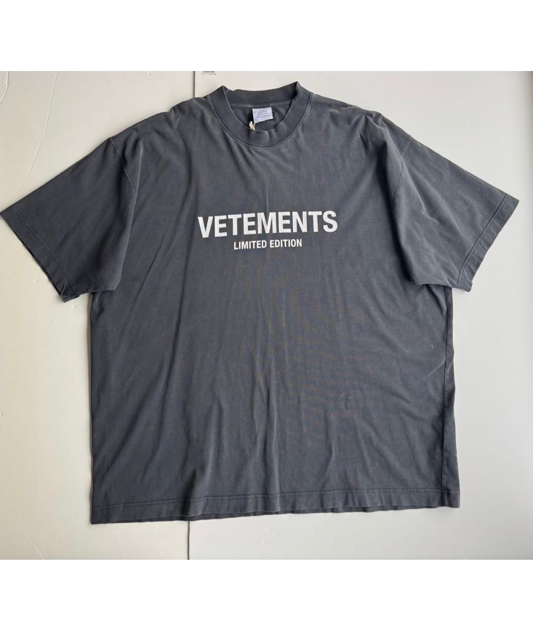 VETEMENTS Антрацитовая хлопковая футболка, фото 4