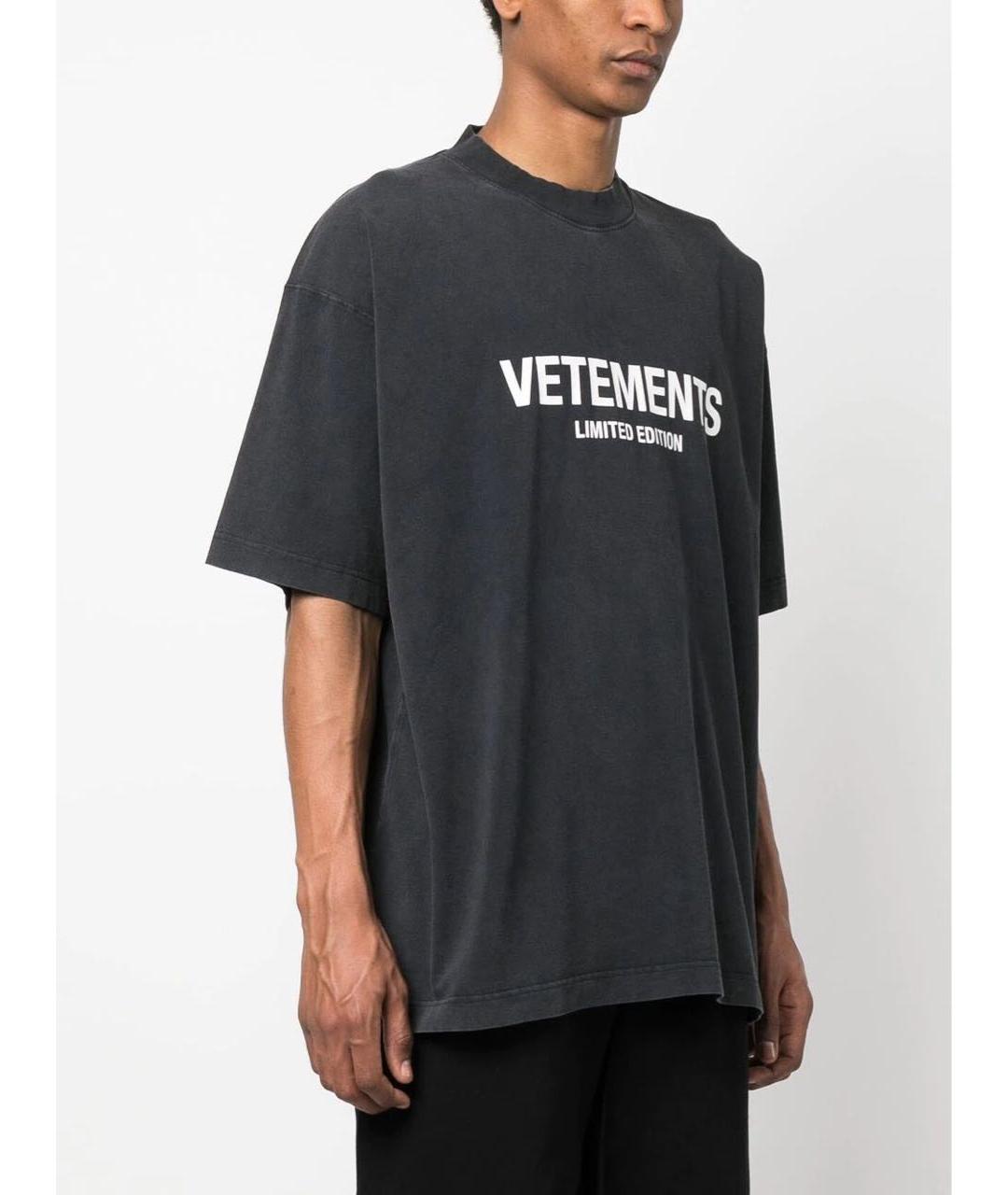 VETEMENTS Антрацитовая хлопковая футболка, фото 2