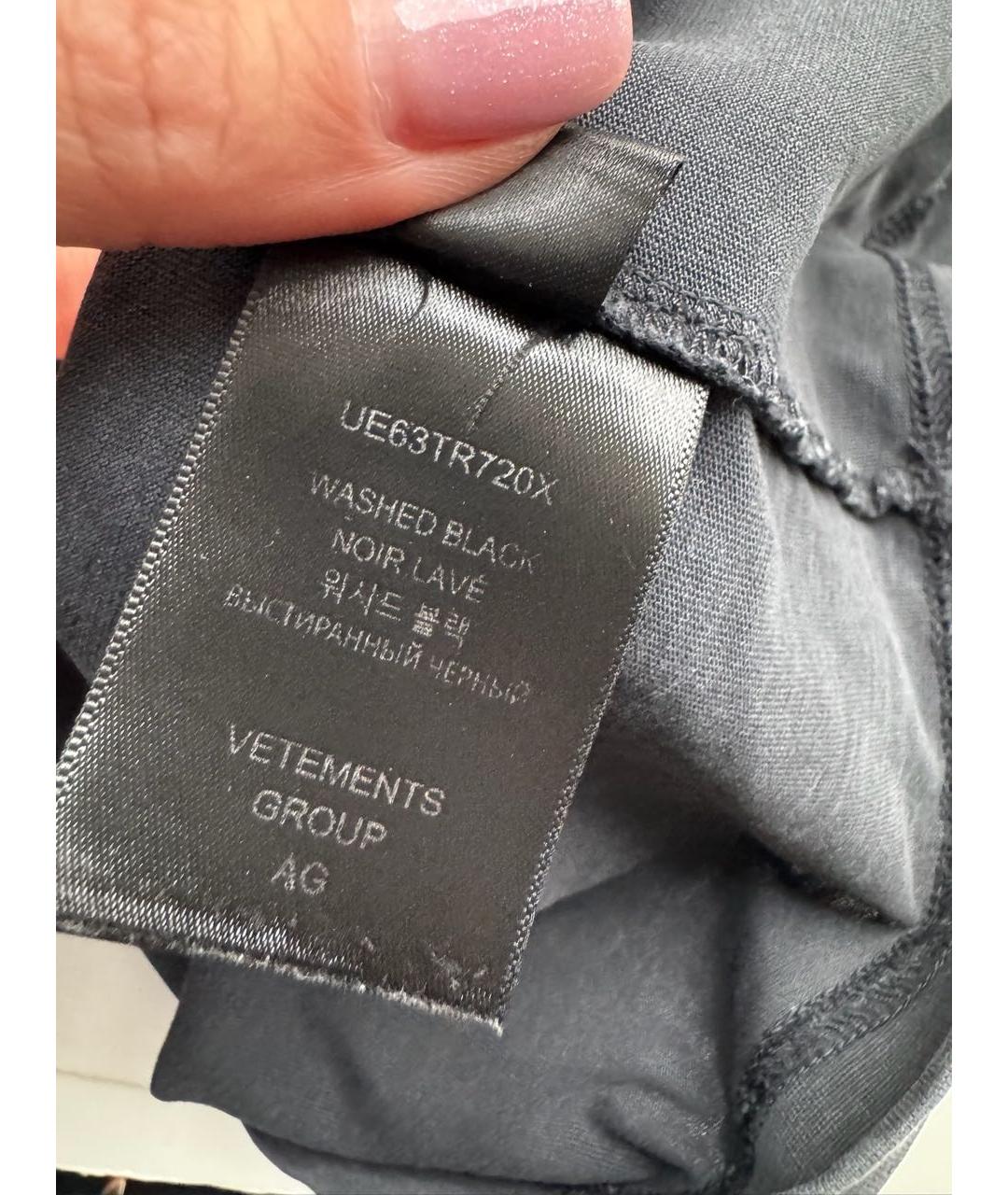 VETEMENTS Антрацитовая хлопковая футболка, фото 8