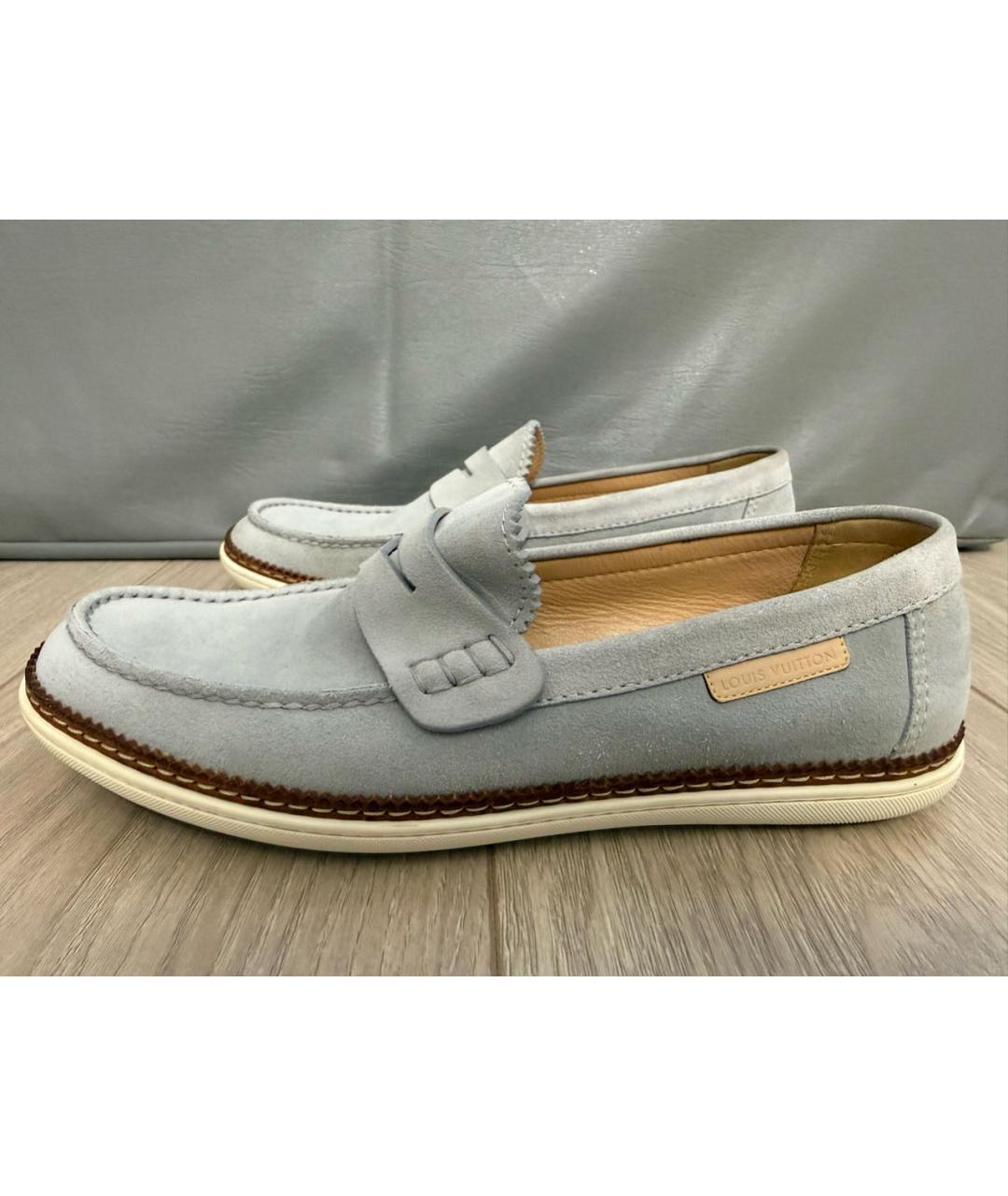 LOUIS VUITTON Серые замшевые мокасины, фото 5