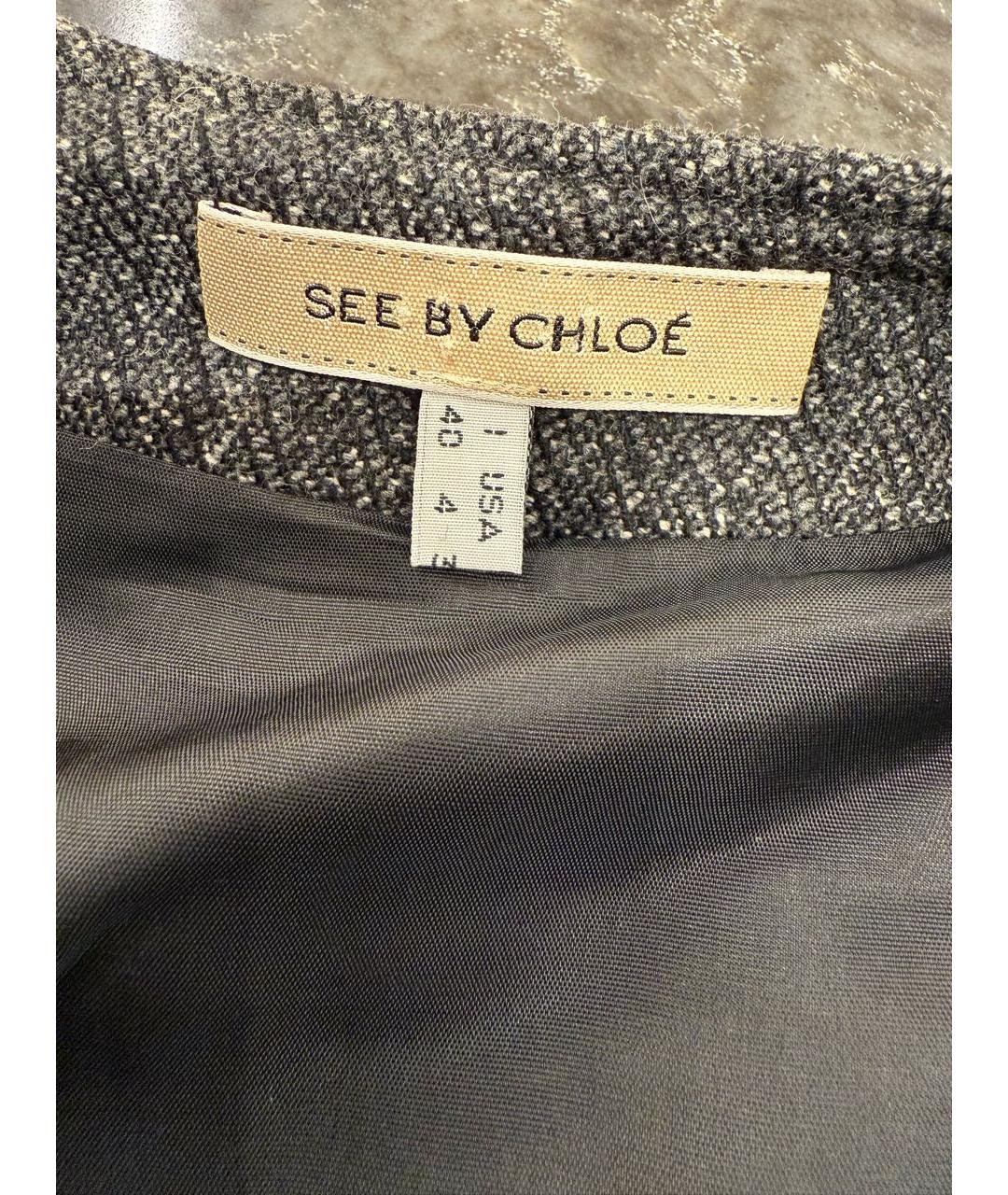 SEE BY CHLOE Серое шерстяное повседневное платье, фото 3